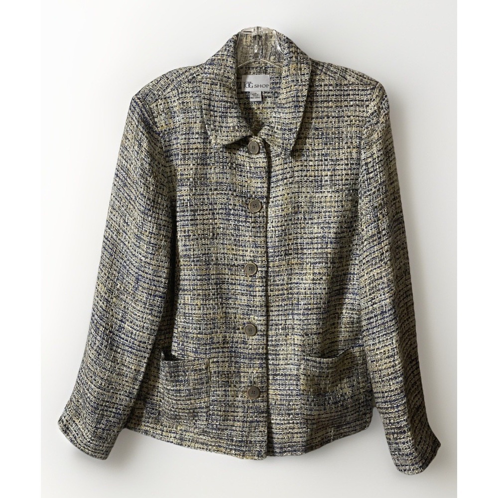 The Tog Shop Vintage Tweed Button Up Jacket Women's Size 14 Vintage Plaid